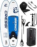 CRESSI dal 1946 - Ultra Isup Kayak Set - Tavola Sup Gonfiabile Adulti con Sedile di Grande Stabilità e Resistenza Completa di Accessori Pagaia Pinna Pompa Laccio - Bianco/Blu - 320x81x8 cm Max 130 kg