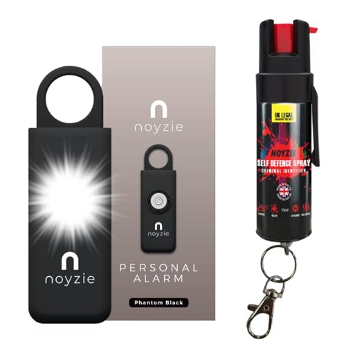 Self Defence Spray & Personal Alarm NOYZIE UK Legal Pepper Spray Alternative with UV Marking & Keyring - Criminal Identifier Spray for Personal Protection & LOUD 125db Personal Safety Alarm