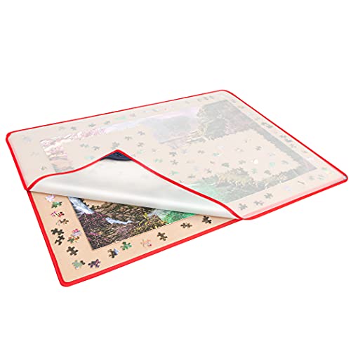 Becko US Jigsaw Puzzle Board with Puzzle Dust-Proof Cover for Puzzles Up to 1500 Pieces Portable Jigsaw Board Puzzle Mat for Puzzle Storage Puzzle Saver, Non-Slip Surface (Khaki)