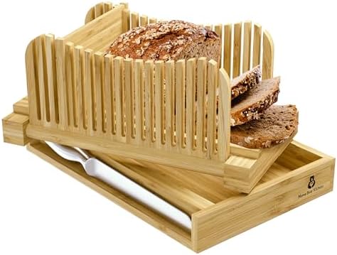 Bread Slicer | Quality Bamboo Construction with Included Knife | Adjustable Bread Thickness for Easy Cutting of Various Breads