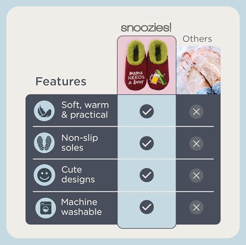 Image of Snoozies Slipper Socks -Funny Quote House Slippers for Women, Non-Slip Fuzzy
