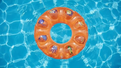 Image of Kids Inflatable Cartoon Swim Ring with Seat - Pink Baby Pool Float (bubble-tube-80)