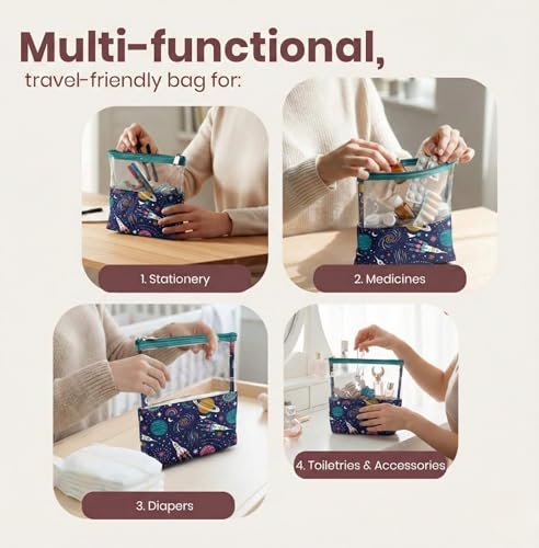 Image of Medicine Kit | Multipurpose All-in-One Compact, Durable, Lightweight, Waterproof, Bag | Travel Friendly Pouch | Ideal for Stationary, Diaper, Medicines (Outer Space Print)