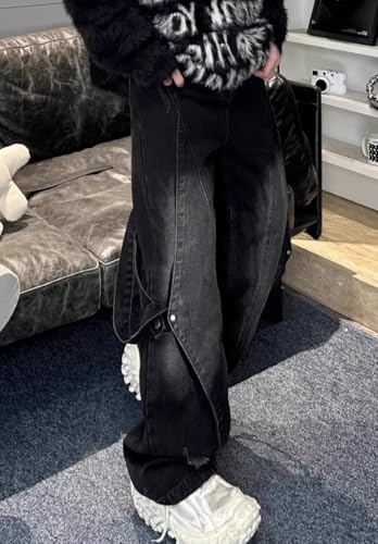 Y2K Vintage Patchwork Baggy Wide Leg Jeans – Washed Loose Fit Denim Streetwear Pants for Men Women, Retro Casual Style3
