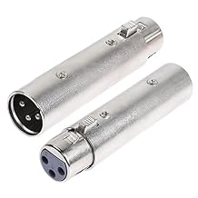 XLR Male to Female Adapter,3 Pin XLR Audio Microphone Cable Extension Adapter Connector2-Pack