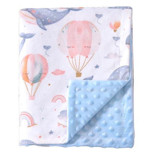 Image of Baby Nursery Bed Blankets Ultra Soft Double Layer Mini Blanket Minky Blanket Receiving Blankets Shower Gifts(Whale,45 * 60in)
