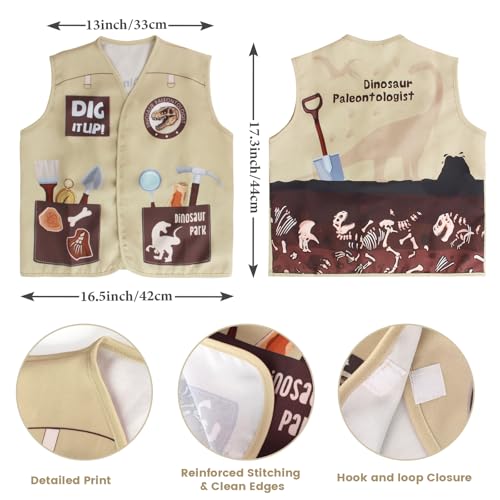 Disfraz infantil de paleontólogo dinosaurio Khaki miniatura 2