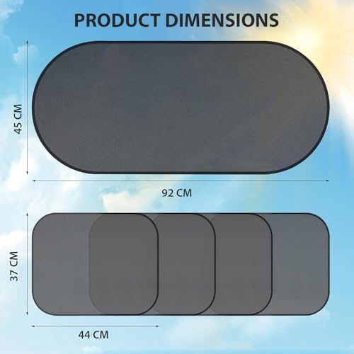Image of ALLEXTREME Universal Car Curtains Sun Shade Cover Interior Accessories for UV Rays Protection 4 Side & 1 Rear Windows Baby Sunshade Compatible with SUVs and All Cars (Pack of 5, Black)