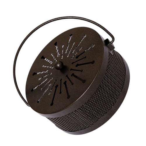 Luxshiny 鉄製丸型蚊取り線香ホルダー 防火防?カバー付き 持ち運び便利 屋内外対応 通気性 快適な休息サポート