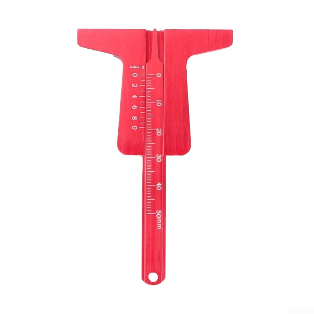 Misuratore di profondità del battistrada, da 0 mm a 50 mm, in acciaio inox, strumento di misurazione per auto, moto, camion, rimorchi, sonda resistente, design compatto (argento)