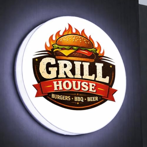 Image of Customized Printed LED Acrylic Sign Board | Personalized Name Logo with Warm White /Cool White Light | Backlit Round Signage for Shop, Office, Clinic & Home Entrance Branding (12x12 Inch (1x1 Feet))