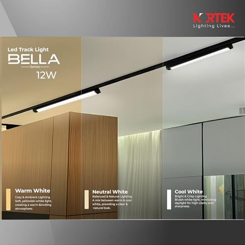 Image of Nortek Bella+ 12W Track Light | LED Spot Light for Ceiling, Focus Lights for Wall & False Ceiling | Adjustable Track Lights for Home, Showroom | Modern Spotlight Design - Cool White, 1