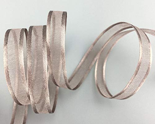 finemark 50 m x 10 mm Chiffon Ribbon with Satin Edge Taupe (06) Chiffon Decorative Ribbon Gift Ribbon Semi-Transparent Shiny Without Wire Organza - Image 3