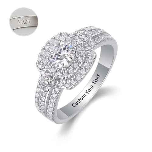Custom 925 Sterling Silver Moissanite Rings for Women 0.5CT Moissanite Engagement Ring S925 Promise Ring for Her Anniversary Valentine'S Day Jewelry2