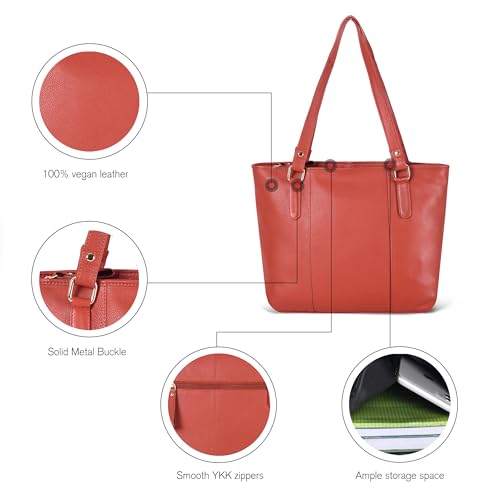 Image of Leather Purse For Women - Real Leather Tote For Women - Ladies Shoulder Handbag For Work, Travel, Casual Use
