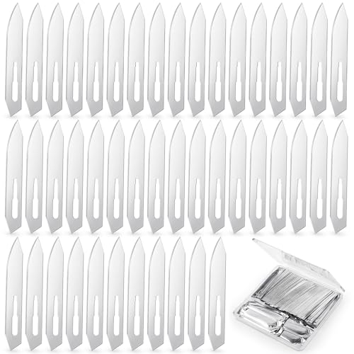 Lanties 100 Pcs #60 Stainless Scalpel Blades Individually Foil Wrapped 7cm Industrial Utility Knife Stainless Craft Blades for Precision Cutting Crafting Model Making & DIY Projects