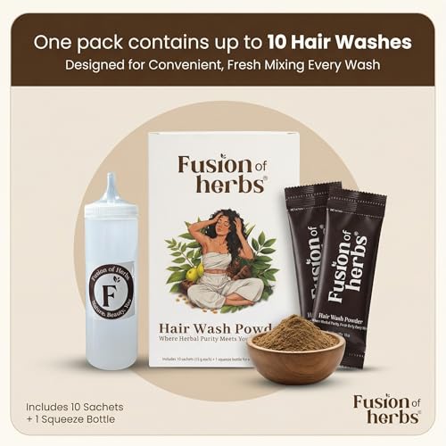 Image of Herbal Shampoo Powder | Natural Hair Shampoo with Reetha Amla Shikakai | Hair Growth Shampoo | 100% Natural Shampoo | Chemical-Free Raw Herbal Powder | 10 x 15g Sachets + Applicator Bottle