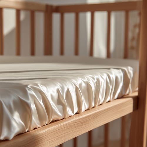 Image of Satin Crib Sheets 2-Pack for Babies & Toddlers - Soft, Gentle on Hair & Skin - Fitted Satin Sheets for Crib or Toddler Mattress