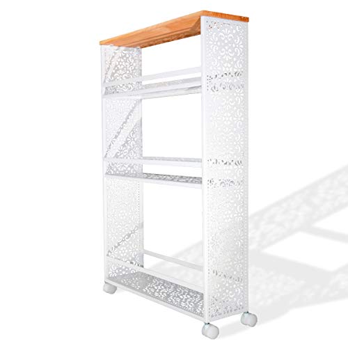 Boeray JJ0019 3 Tier Slim Rolling Storage Cart Metal Mobile Shelving Unit Slide Out Storage Tower cover