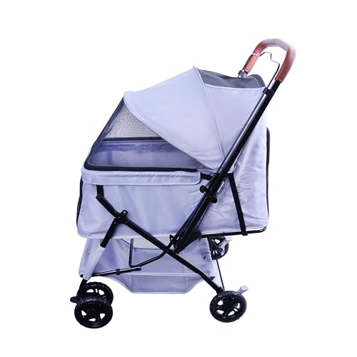 Image of Pet Stroller (4 Wheels for Cats and Dogs) with Reversible Handle for Small and Medium Pets up to 33 lbs.Silver