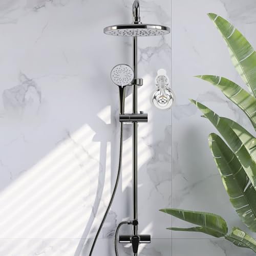 Soporte de ducha adhesivo regulable SHINEOFI de plástico ABS cromado universal 8