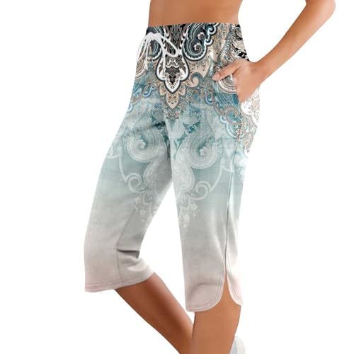 Pantalon capri imprimé pour vos balades d'été, un pantalon court décontracté à taille moyenne