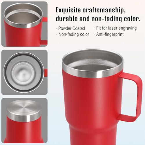 ATQTQ 20 oz Tumbler with Handle and Lid, Stainless Steel Tumbler Insulated Travel Coffee Mug, Spill Proof Double Wall Vacuum Tumbler Cup Keep Drink Hot & Cold, Red, 12 Pack by ATQTQ - Used condition - Image 5