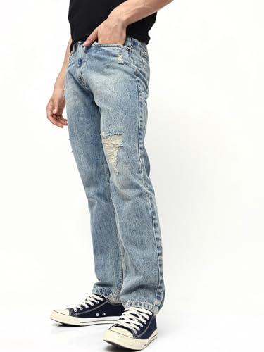 Image of High Star Men Washed Straight Fit Mid-Rise Jeans 77