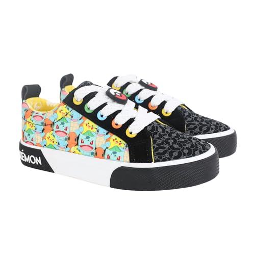 Pokemon Youth Sneakers Official Pokemon Low Top Lace Up Court Shoes for Kids Little Kid 1113 & 13 Big Kid 14 Black