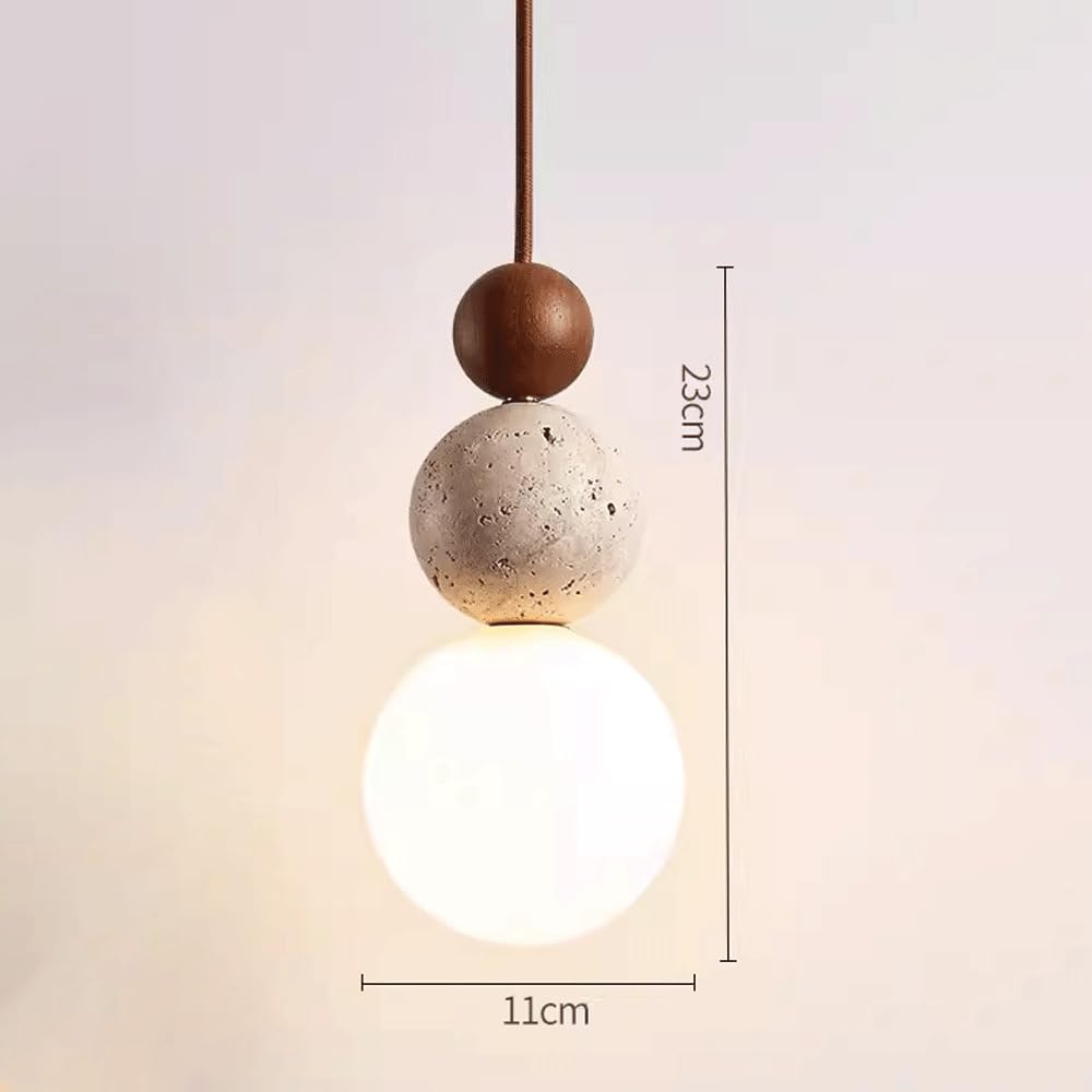 Wabi Sabi kamienna lampa wisząca styl japoński żółty trawertyn lampa wisząca regulowana drewniana kuchnia wyspa oprawa oświetleniowa Mini Globe szklane oświetlenie wiszące do sypialni restaura