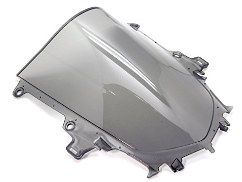 9sparts Black | Clear | Smoke Double Bubble ABS Plastic Injection Windscreen Windshield For 2015 2016 2017 Yamaha YZF R1 R1S R1M (Smoke)