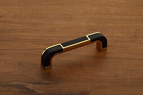 HARMONUS PVD Gold - Black Cabinet Pull Handle, Kitchen Cabinet Hardware, 4 Inch, 4 Count, Zinc Alloy, Gold Black