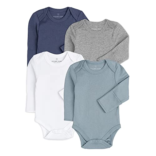Baby Classic Bodysuit Set, 100% Cotton Boy Girl Unisex Onesie, 4 Pack