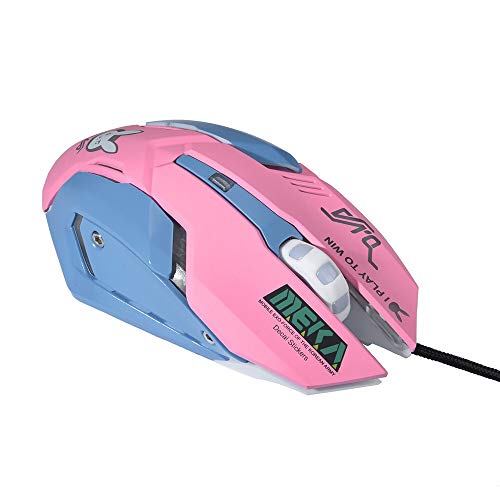 Ratón gaming rosa con cable, sensor óptico y macros ajustables para e-sports 6