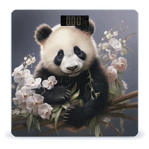 Báscula digital de baño con diseño Panda y flores