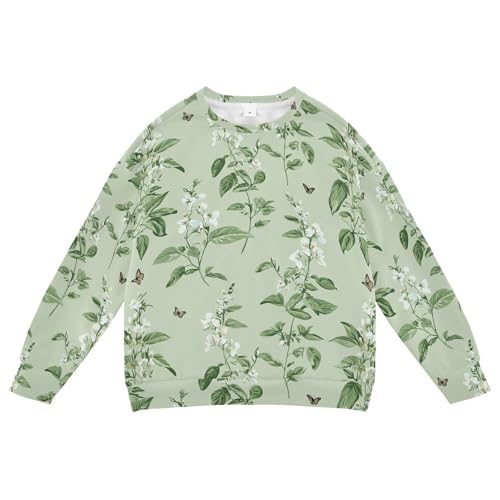 JUNZAN Aesthetic Basil Sage Green Little Kids Sweatshirt Hoodie Long Sleeve Hoodie for Boys Camping 4T