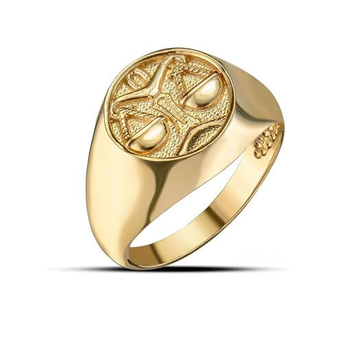 Claddagh Gold 10K Yellow Gold 12 Astrological Men's Zodiac Sign Signet Rings