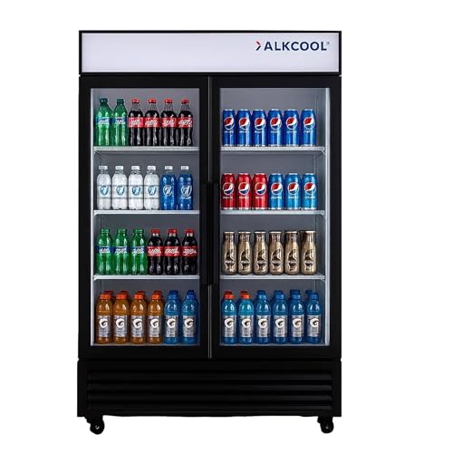 Image of Commercial Beverage Display Refrigerator Fridge, Two Glass Door Merchandiser Drink Cooler with LED Light Adjustable Shelves,ETL and NSF Approval,30 Cu Ft,39.5 inch Wide(Hinge Door)