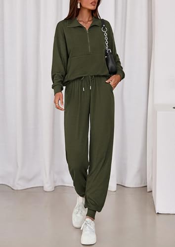 PRETTYGARDEN Women's Fall 2 Piece Lounge Sets Zip Up Sweatshirt Jogger Pants Sweat Track Suits Travel Outfit Winter Clothing