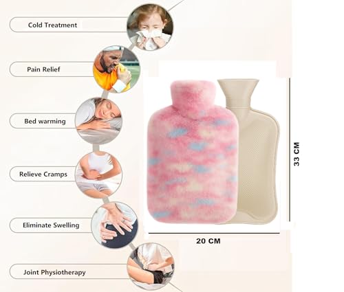 Image of Hot Water Rubber Bag with Soft Cover【2 Liter】 Hot Water Bag for Period Cramps Pain Relief | Bed Warmer Hot & Cold Therapy Heating Bag for Shoulder,Back,Neck 【Garam Pani ki Theli】 【2000ml】【 UNICORN】
