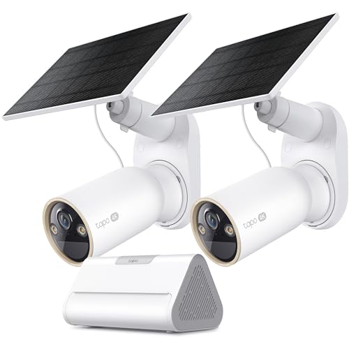 tapo 4k outdoor solar-powered cameras c460 kit x 2-camera smart hub h500 x1 bundle expandable local storage up to 16tb no monthly fee personvehiclepet detection