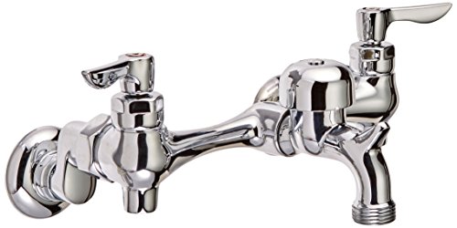 American Standard 8351.076.002 Exposed Yoke Wall-Mount Utility Faucet with Offset Shanks and Metal Lever Handles, Polished Chrome
