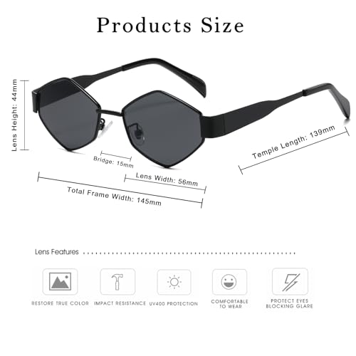 Long Keeper Trendy Hexagonal Sunglasses - Retro Women Men Metal Frame Sunglasses Fashion Small Gold Sun Glasses UV4003