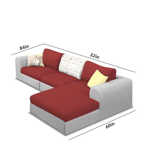 Image of Koza RHS 4 Seater L Shape Sofa Set for Living Room (Maroon Grey Fabric) Premium Fabric Sofa