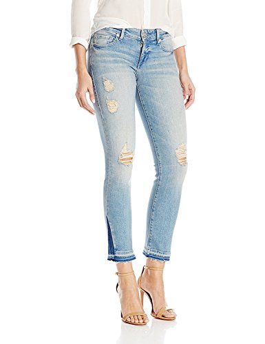 True Religion Women's Cora Mid Rise Straight Crop Jean, Blue Dream Destroyed, 24