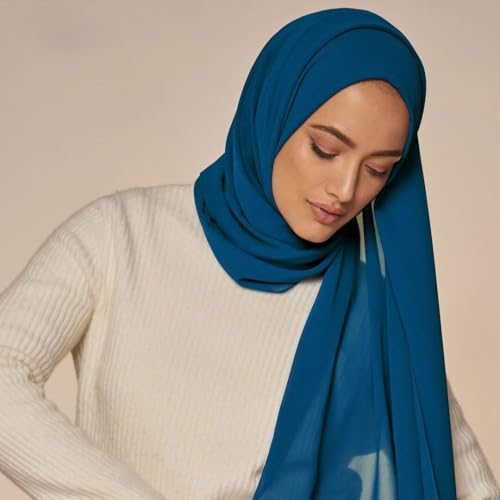 Febfim 4 PCS Muslim Women Soft Premium Solid Chiffon Hijab Scarves Shawl Long Scarf Wrap Scarves with Gift Box4