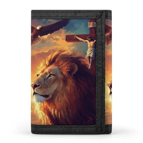 Christian Lion Of Judah Ea-gle Trifold Wallet Slim Credit Card Holder Minimalist Front Pocket Money Clip for Women Men