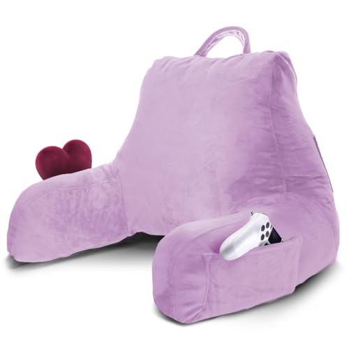 Image of Nestl Reading Pillow for Kids & Teens with Shredded Memory Foam, Backrest Pillows for Reading, Watching, and Gaming, Use on the Couch, Bed, or Floor, Adjustable Support with Washable Cover Lavender