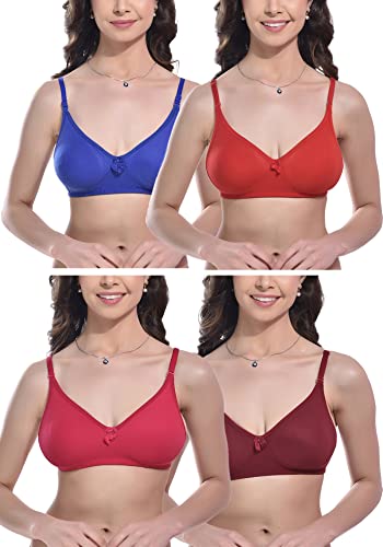 Image of FIMS - Fashion is my style Women Cotton Blend Non-Padded Bra Non-Wired Mould Seamless Cup Solid Bras Cup-B Pack of 1, Multicolor