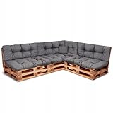 Wool & Home Palettenkissen Set für Gartenmöbel, 8-Teilig, Gesteppt, mit Polsterschaumfüllung, für Lounge, Palettensofa, Terrasse, Balkon und Garten Anthrazit